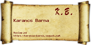 Karancs Barna névjegykártya